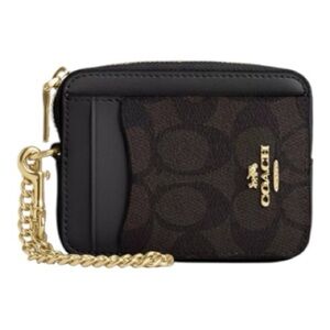 Coach Zip Card Case In Signature Canvas
